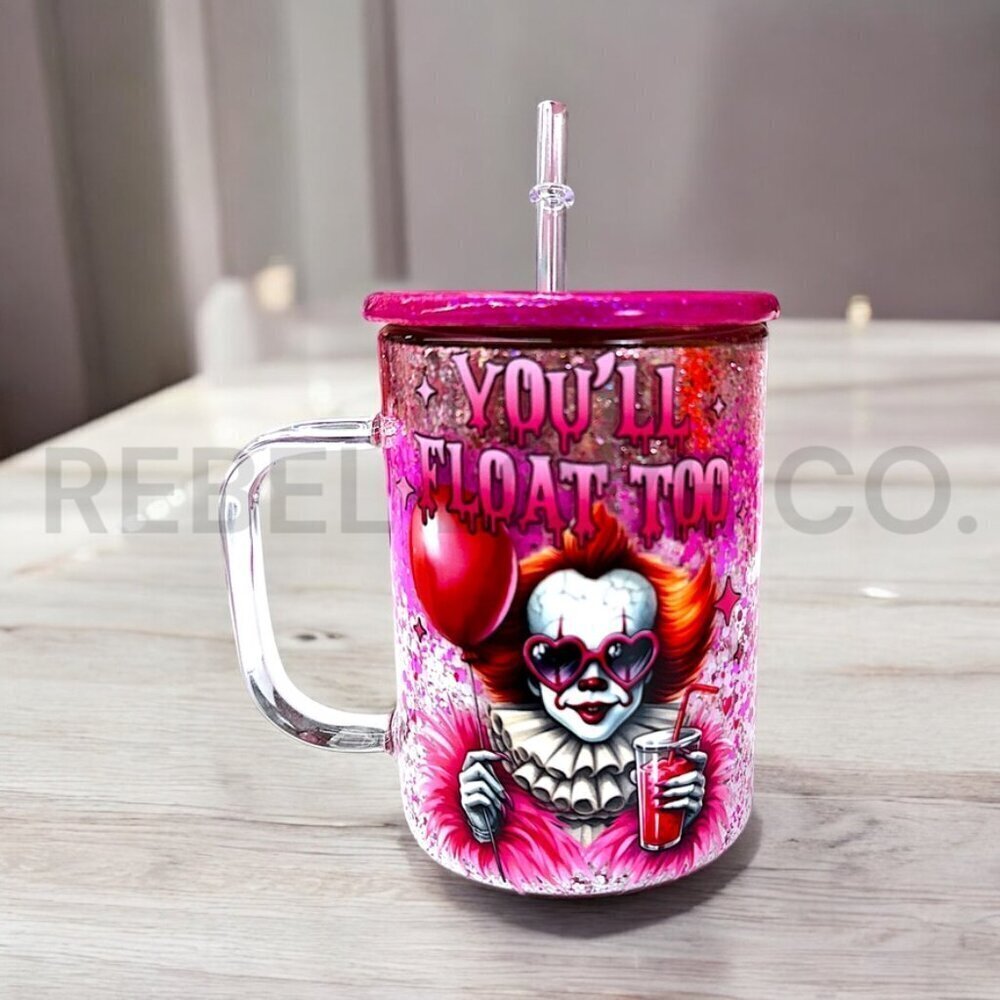 You'll Float Too Halloween Scary Movie, Horror Movies, Clowns, IT, Pink Glitter